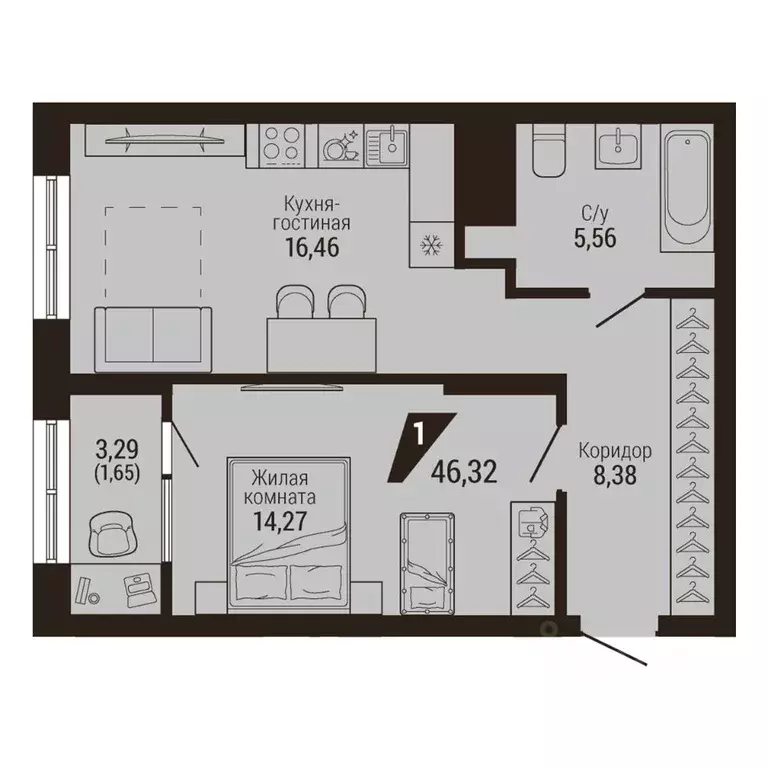 1-к кв. Свердловская область, Екатеринбург Центральный жилрайон, Дом 7 ... - Фото 1