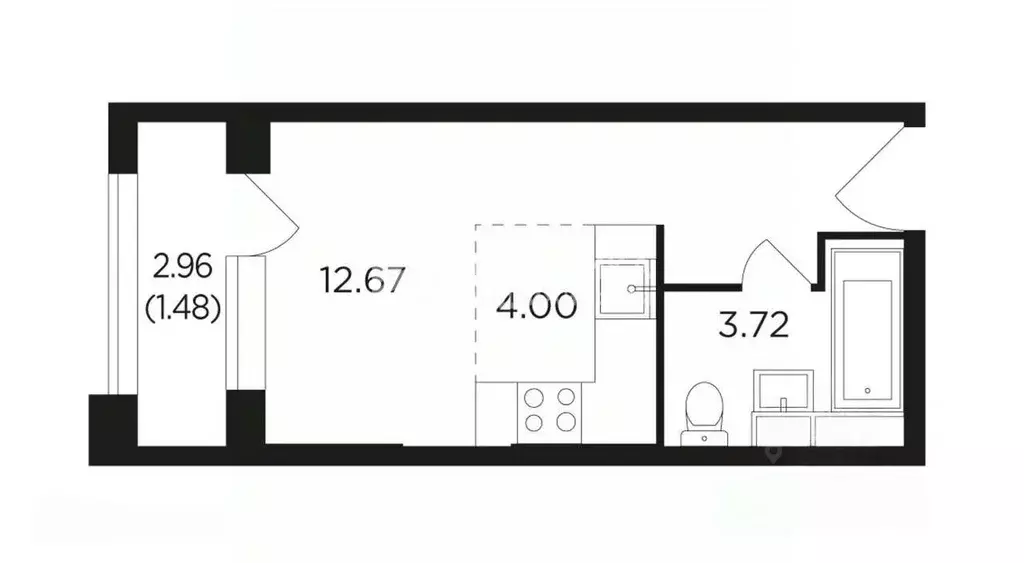 Студия Москва Тюменский проезд, 3к8 (21.8 м) - Фото 2