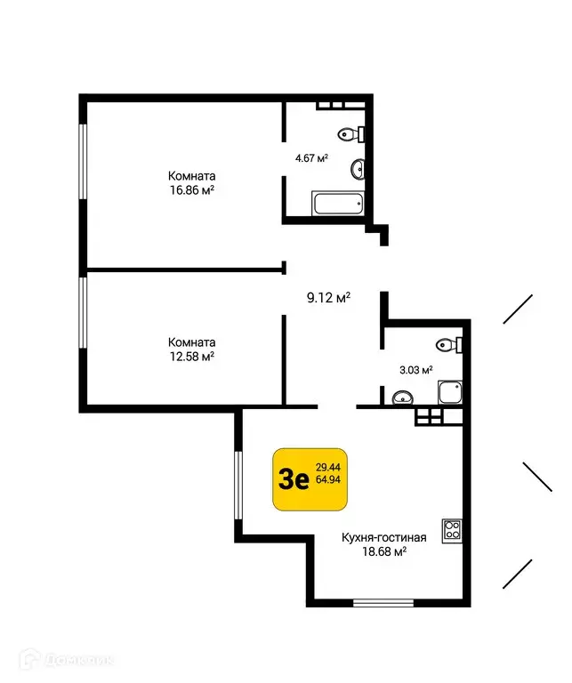 Продаётся 3-к квартира, 64.94 м - Фото 0
