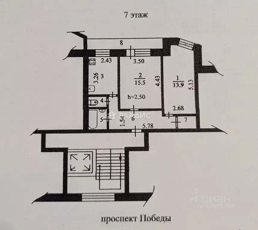 2-к кв. Пензенская область, Пенза просп. Победы, 115 (52.0 м) - Фото 2