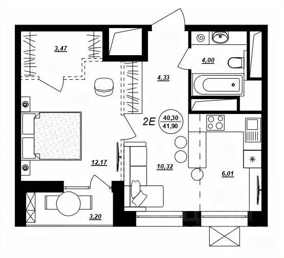 2-к кв. Хабаровский край, Хабаровск ул. Демьяна Бедного (41.9 м) - Фото 1