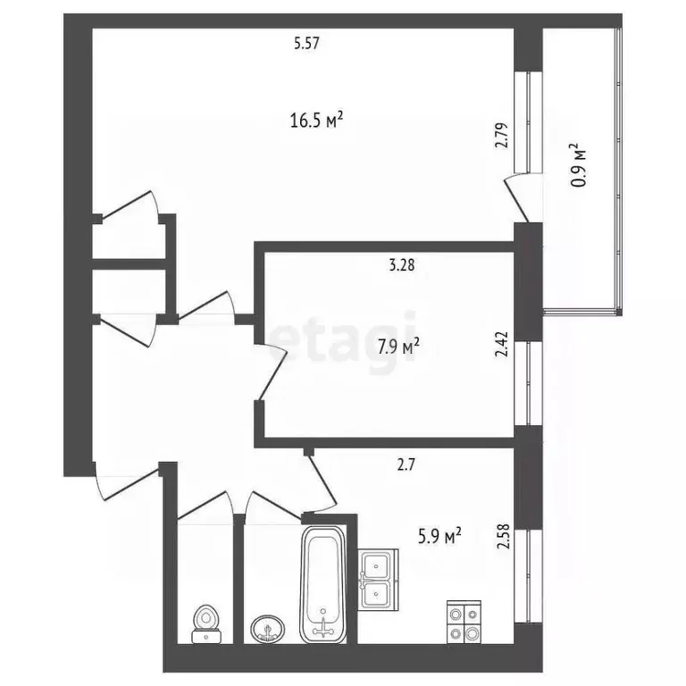 2-к кв. Псковская область, Печоры пл. Победы, 4 (41.3 м) - Фото 2