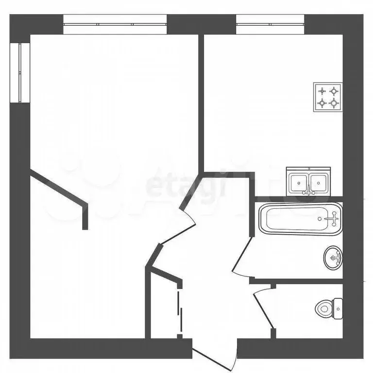 1-к. квартира, 31,5 м, 6/9 эт. - Фото 0