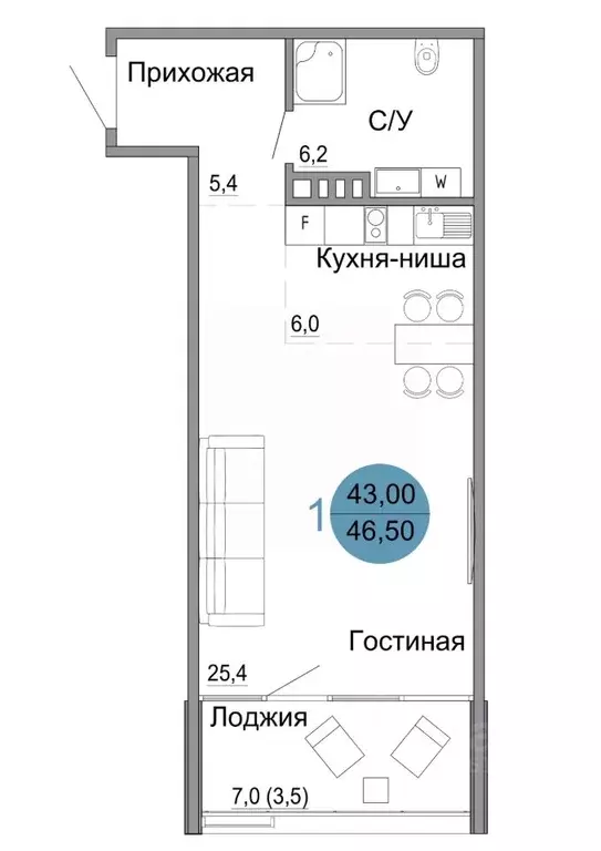 1-к кв. Крым, Керчь Белый город жилой комплекс (46.5 м) - Фото 0