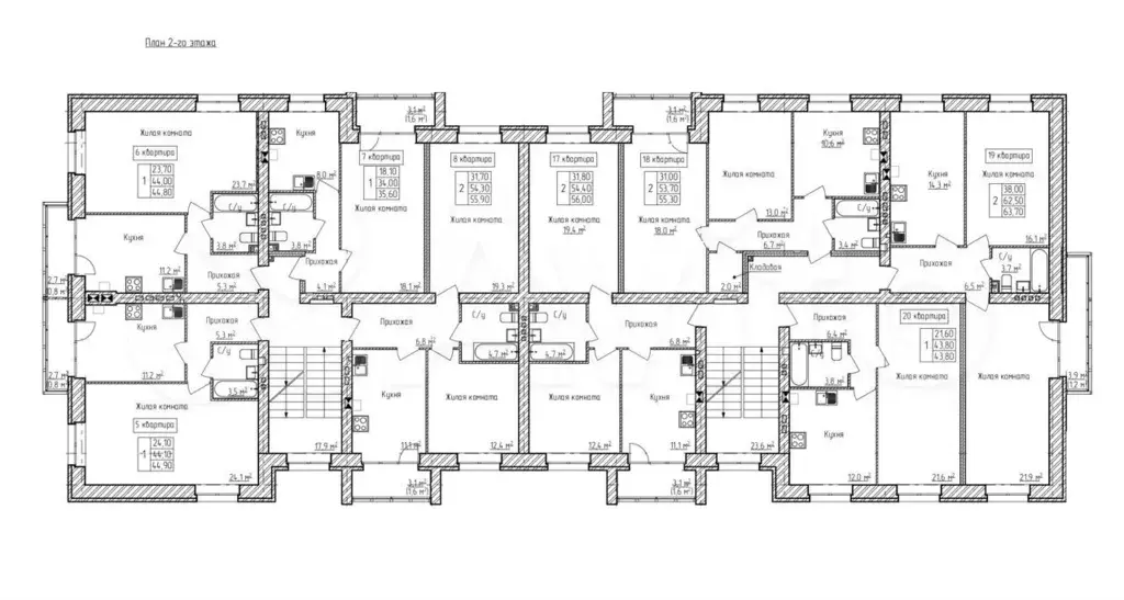 2-к. квартира, 63,7 м, 2/3 эт. - Фото 1