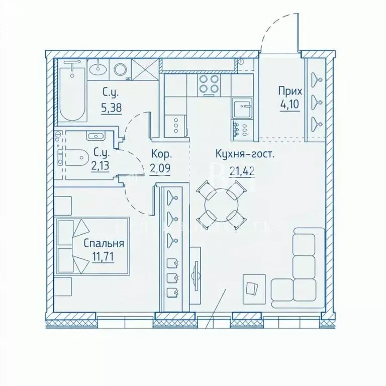 1-комнатная квартира: Санкт-Петербург, набережная Чёрной речки, 35 ... - Фото 1