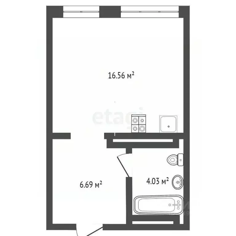 Студия Тюменская область, Тюмень Ставропольская ул., 160/1 (27.4 м) - Фото 0