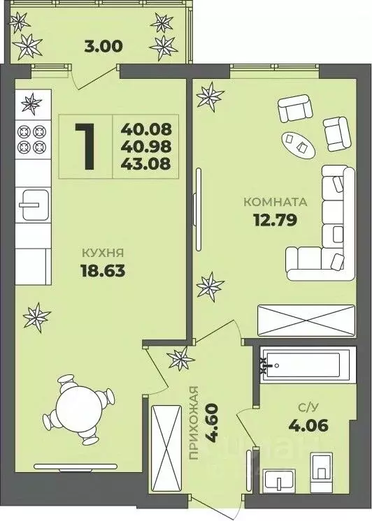 1-к кв. Калининградская область, Калининград ул. Генерала Толстикова, ... - Фото 1