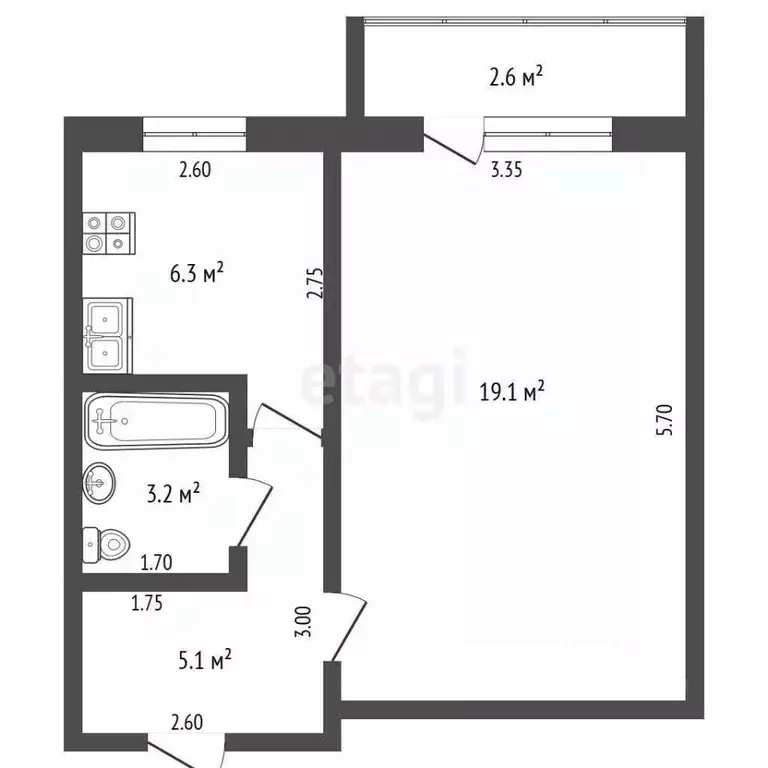 1-к кв. Саратовская область, Балашов Нефтяная ул., 44А (31.8 м) - Фото 1