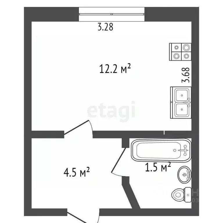 1-к кв. Крым, Евпатория ул. Некрасова, 41 (18.1 м) - Фото 1