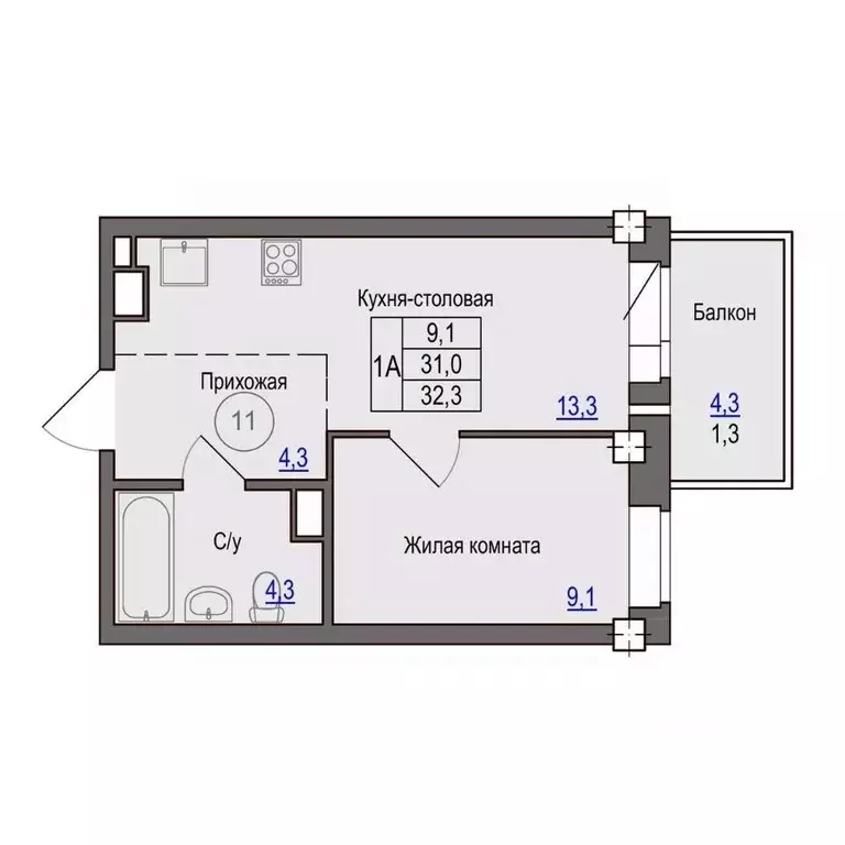 1-к кв. Псковская область, Псковский район, Завеличенская волость, д. ... - Фото 1