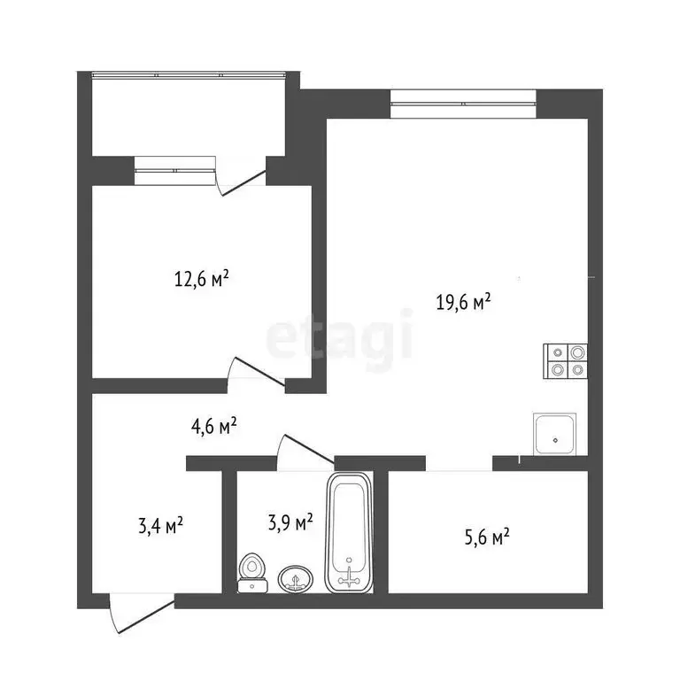2-комнатная квартира: Тюмень, Полевая улица, 105 (50 м) - Фото 1