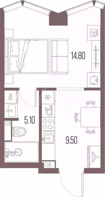 Квартира-студия, 29,4м, 31/34эт. - Фото 0