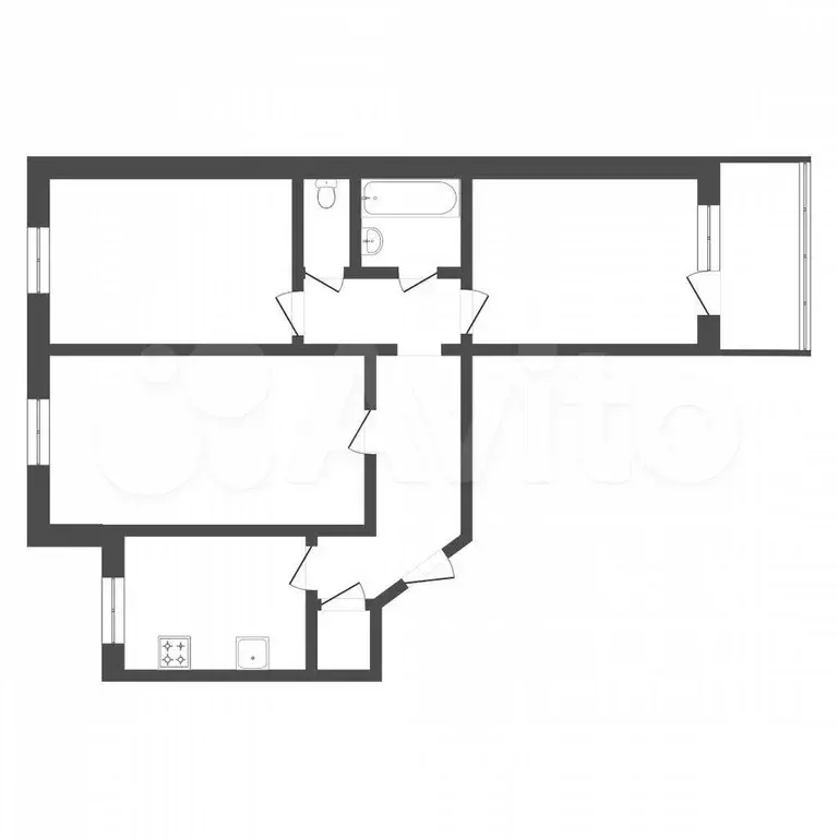 3-к. квартира, 65 м, 1/10 эт. - Фото 0