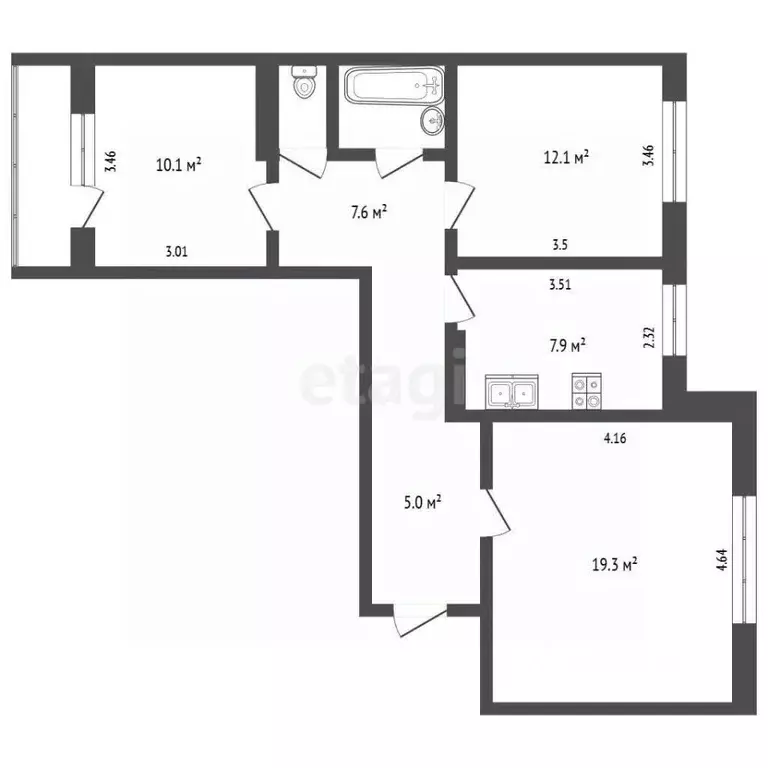 3-к кв. Крым, Щелкино Ленинский район, 3-й мкр, 89 (65.9 м) - Фото 2