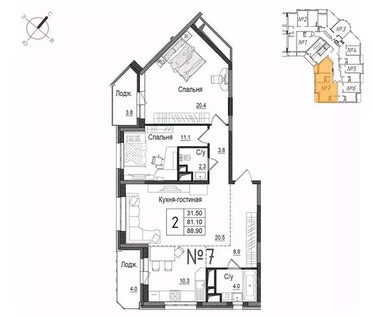 2-к кв. Московская область, Наро-Фоминск ул. Новикова, 20/1 (88.9 м) - Фото 0