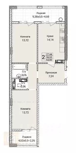 2-к кв. Севастополь ул. Братьев Манганари, 24к1 (63.5 м) - Фото 1