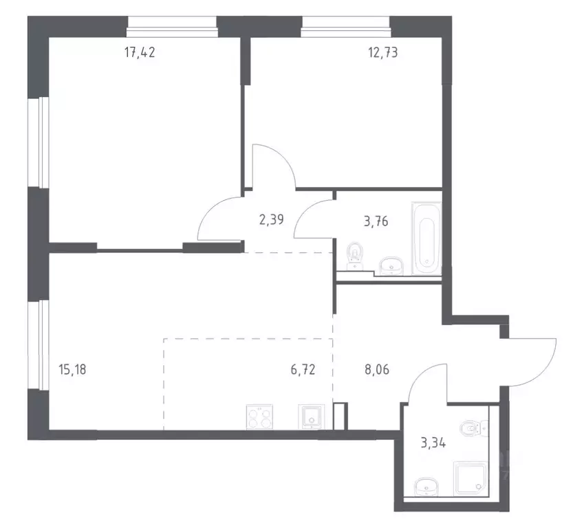 2-к кв. Приморский край, Владивосток Бам мкр,  (69.6 м) - Фото 1