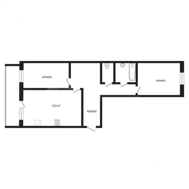 2-к кв. Тюменская область, Тюмень ул. Избышева, 8 (66.0 м) - Фото 1