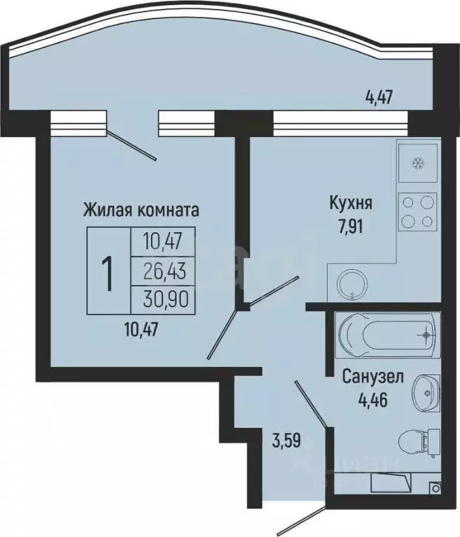 1-к кв. Краснодарский край, Туапсинский муниципальный округ, с. ... - Фото 0