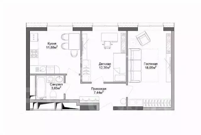 2-к кв. Амурская область, Благовещенск Институтская ул., 16 (53.3 м) - Фото 2