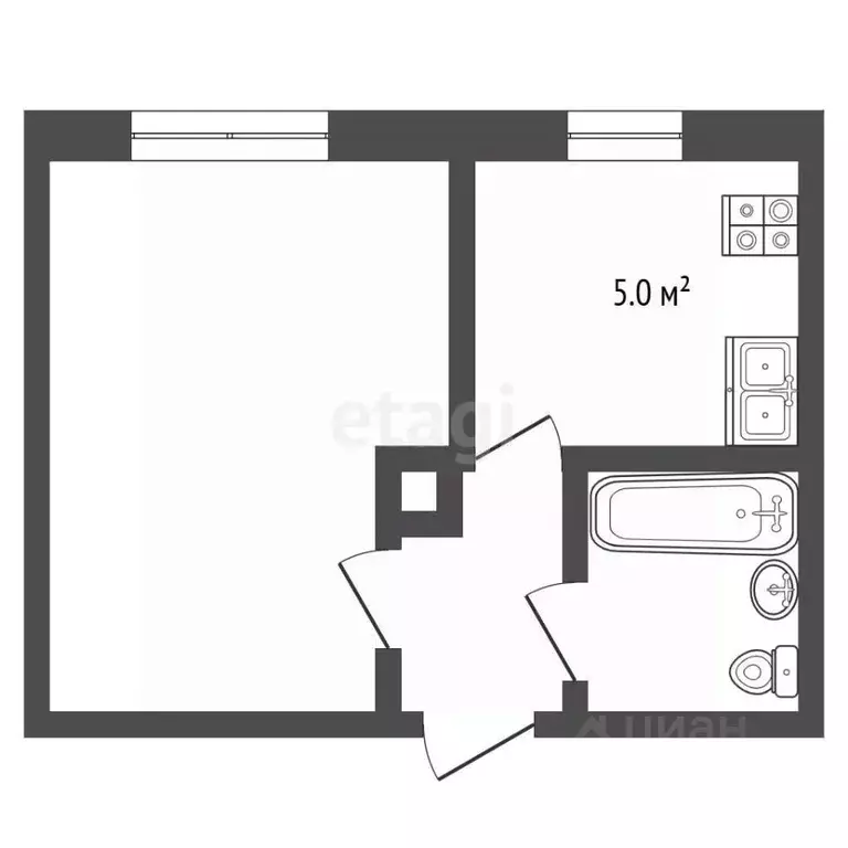 1-к кв. Тюменская область, Тюмень ул. Мельникайте, 80 (19.8 м) - Фото 1