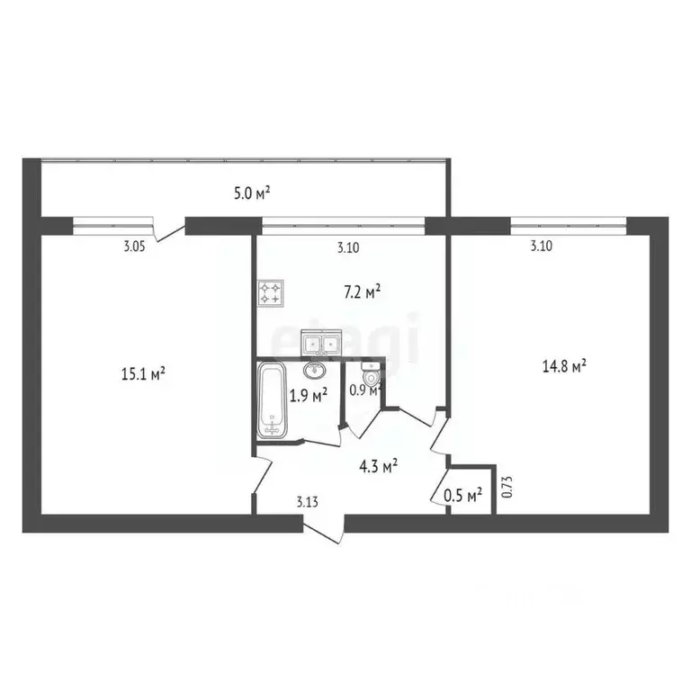 2-к кв. Санкт-Петербург ул. Шотмана, 16К1 (44.7 м) - Фото 1