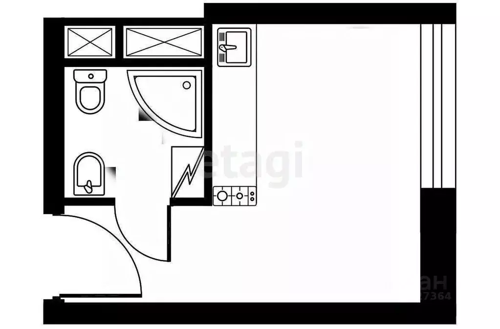 Студия Курганская область, Курган Проходная ул., 5 (18.1 м) - Фото 1