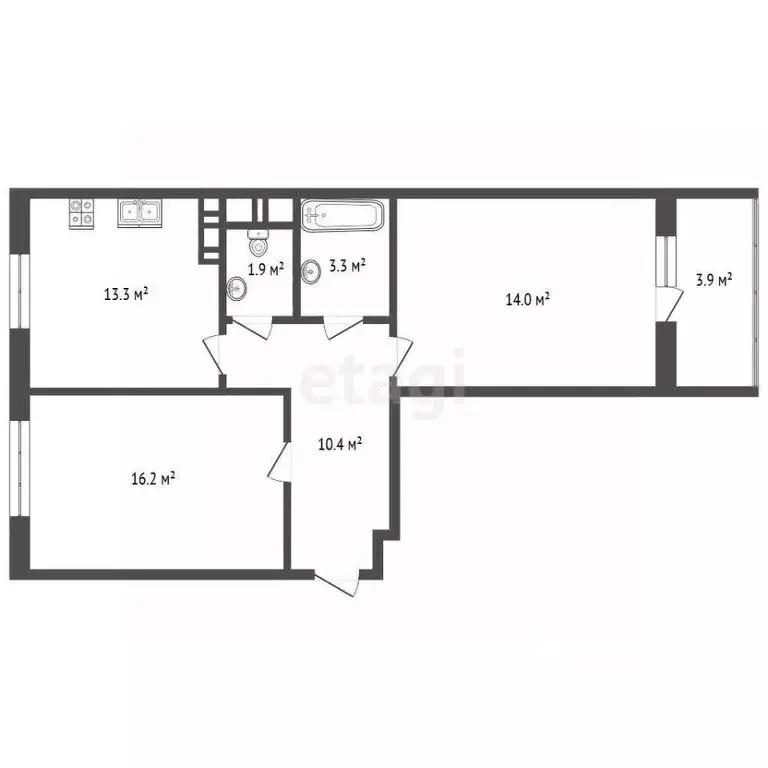 2-к кв. Крым, Симферополь пер. Мраморный (61.0 м) - Фото 2
