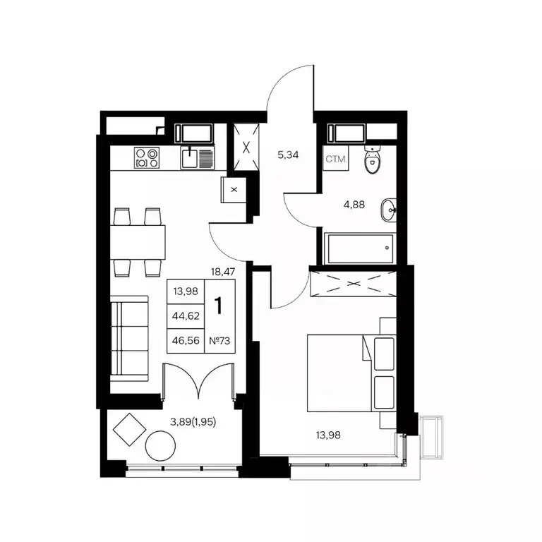 1-к кв. Калужская область, Обнинск Заовражье жилрайон, Новый город ... - Фото 1