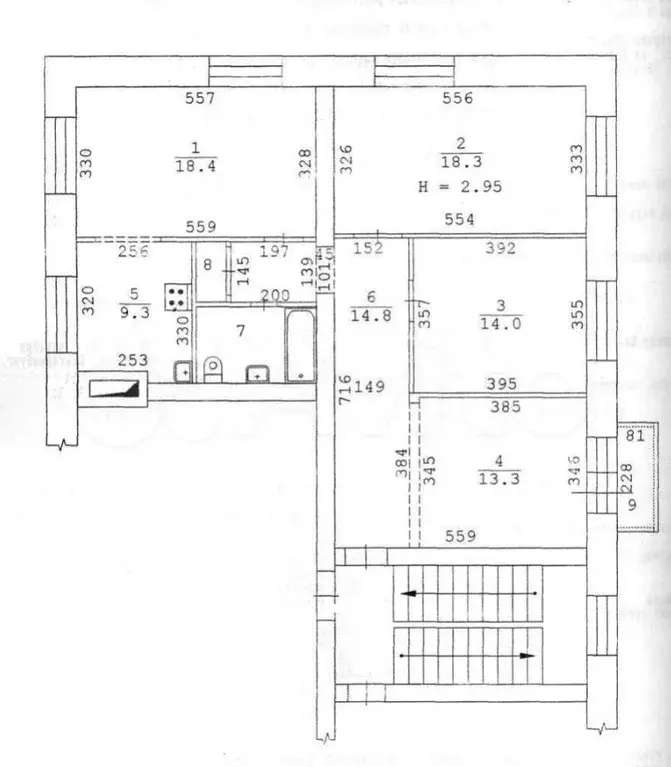 4-к. квартира, 94 м, 2/5 эт. - Фото 0