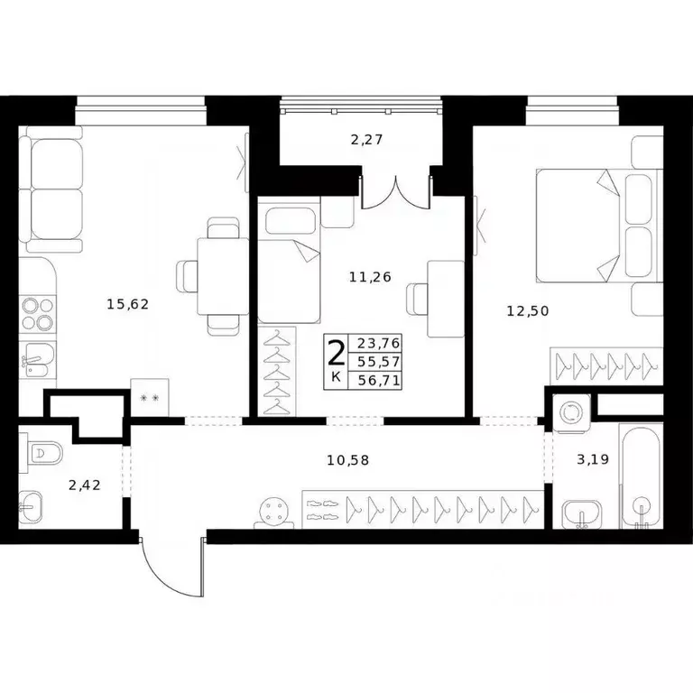 2-к кв. Нижегородская область, Нижний Новгород Ленгородок мкр, Мед ... - Фото 1