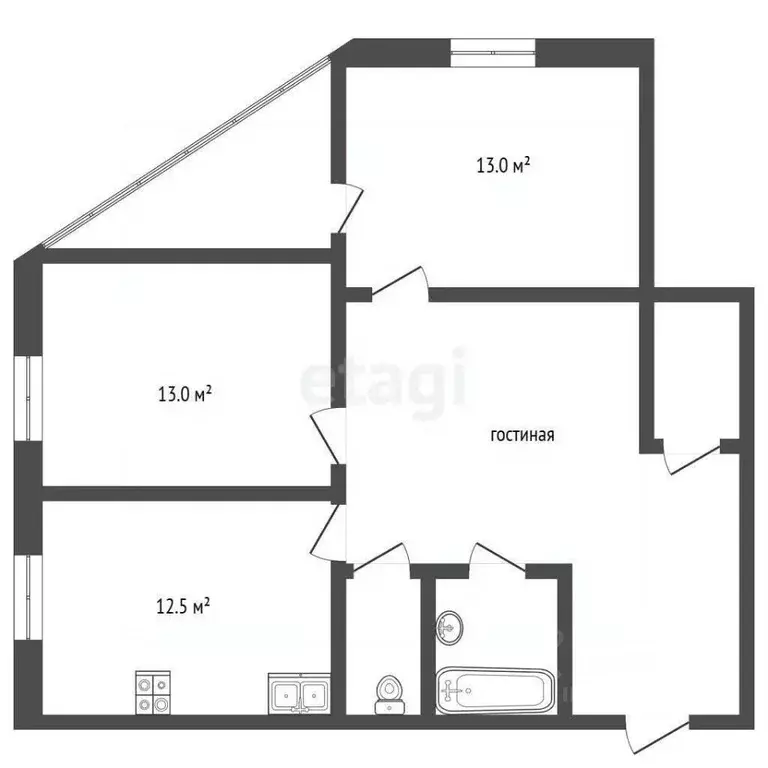 2-к кв. Омская область, Омск ул. 70 лет Октября, 3/1 (58.4 м) - Фото 1
