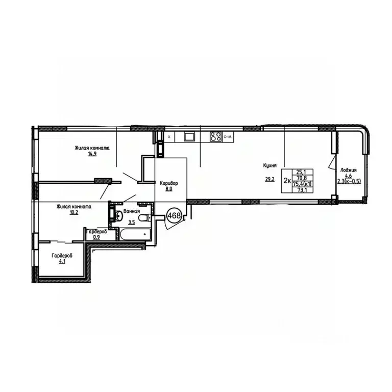 2-к кв. Калининградская область, Калининград ул. 1-я Большая окружная ... - Фото 0