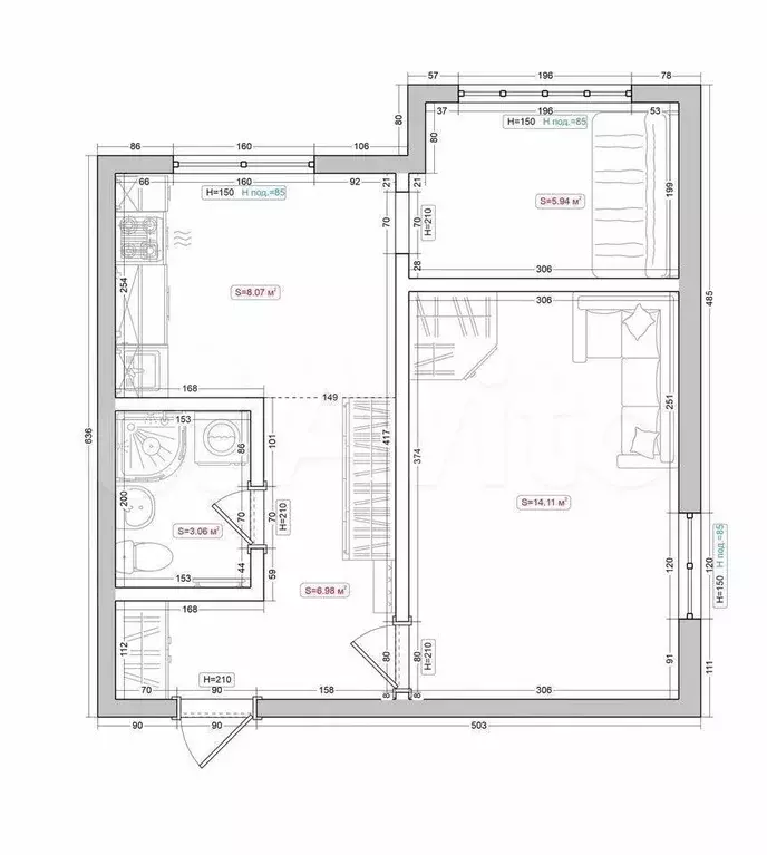 2-к. квартира, 31 м, 3/5 эт. - Фото 0