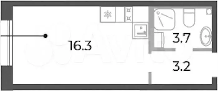 Квартира-студия, 23,4 м, 7/9 эт. - Фото 0