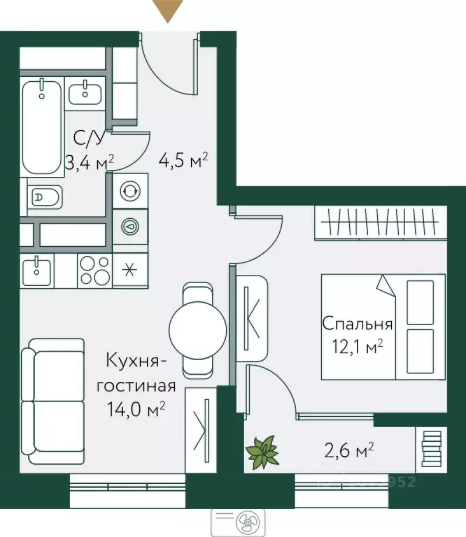 1-к кв. Волгоградская область, Волгоград Новосибирская ул., 74с1 ... - Фото 1