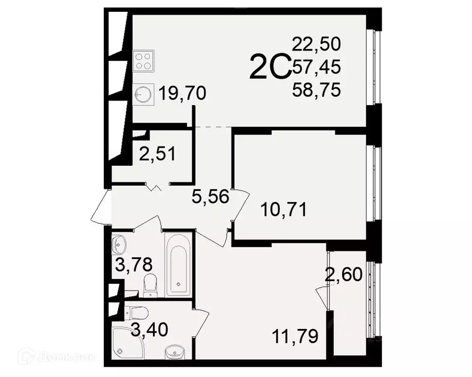 2-к кв. Рязанская область, Рязань ул. Чкалова (58.75 м) - Фото 1