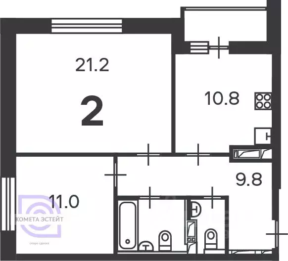 2-к кв. Москва Полярная ул., 3 (59.1 м) - Фото 1