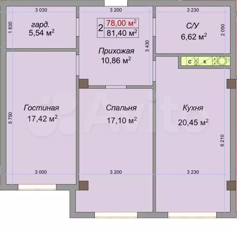 2-к. квартира, 81,4 м, 5/8 эт. - Фото 1