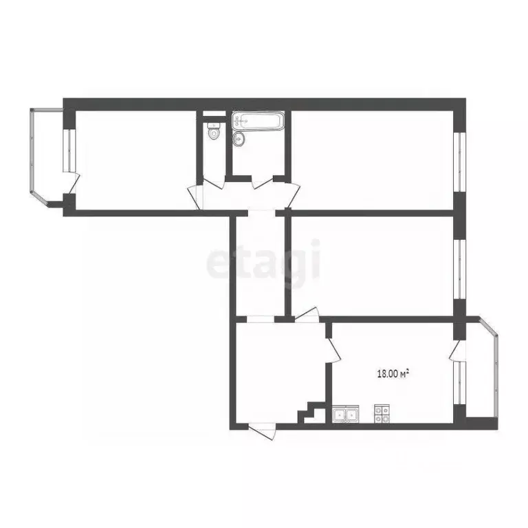 3-к кв. Тюменская область, Тюмень ул. Николая Никитина, 4к1 (92.2 м) - Фото 2