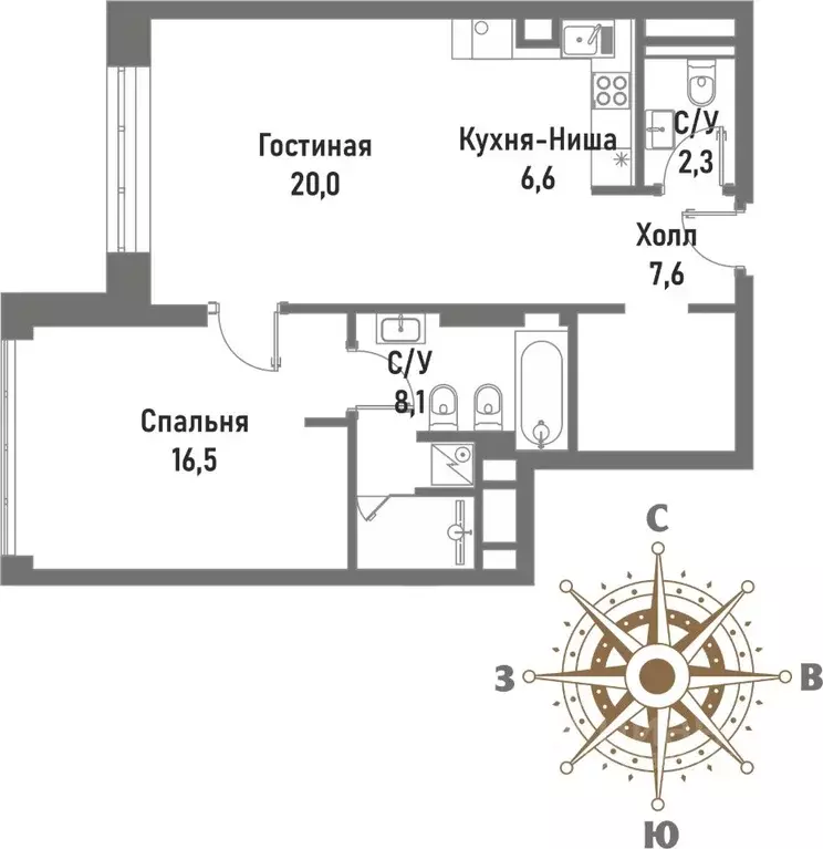 2-к кв. Москва Рубцовско-Дворцовая ул., 4 (61.1 м) - Фото 0