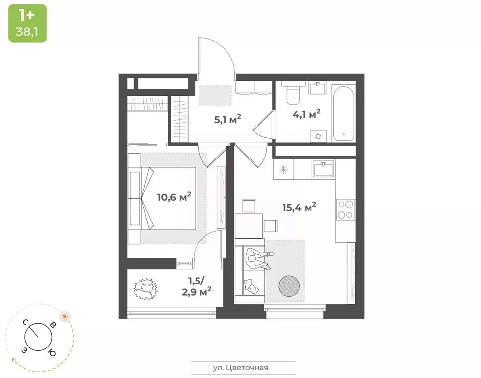 1-к кв. Тверская область, Тверь Соминка мкр,  (36.7 м) - Фото 1