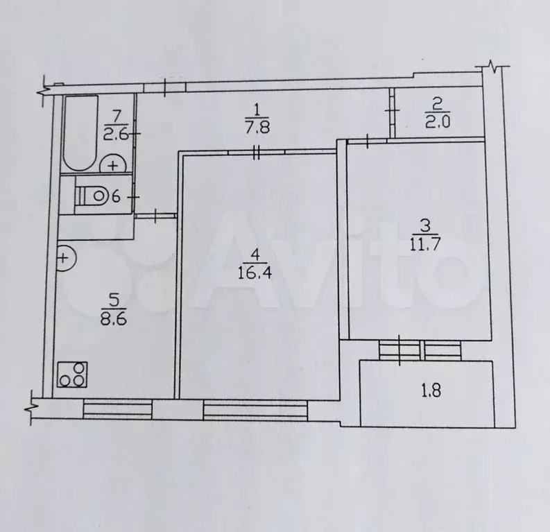 2-к. квартира, 52,9 м, 1/9 эт. - Фото 0