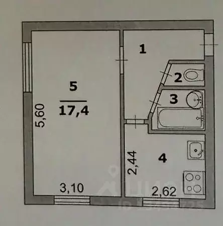 1-к кв. Белгородская область, Белгород ул. Некрасова, 24 (31.2 м) - Фото 2
