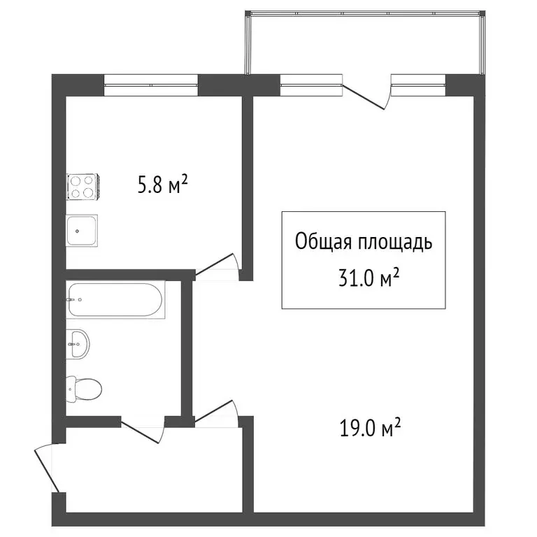 1-комнатная квартира: Томск, улица Беринга, 1/3 (31 м) - Фото 0