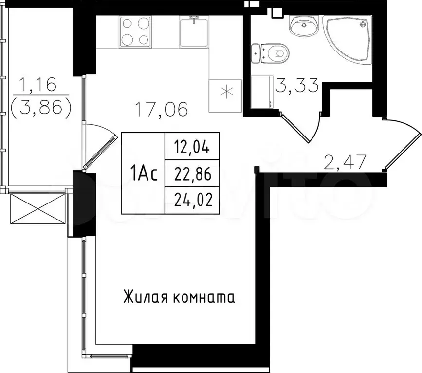 Квартира-студия, 24 м, 15/15 эт. - Фото 0