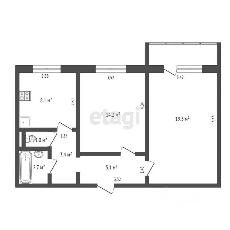 2-к кв. Самарская область, Самара ул. Губанова, 18 (52.0 м) - Фото 2