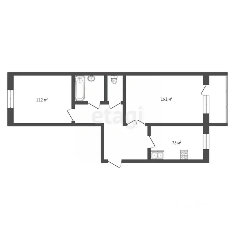 2-к кв. Костромская область, Кострома Проселочная ул., 38 (50.1 м) - Фото 2