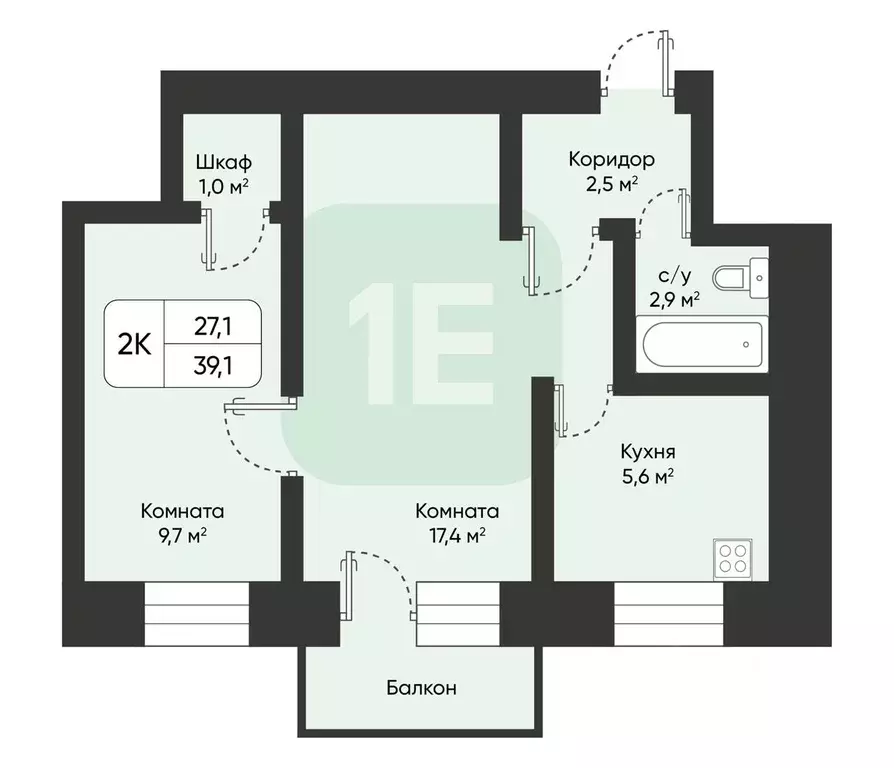 2-к кв. Новосибирская область, Новосибирск ул. Блюхера, 10 (39.1 м) - Фото 1